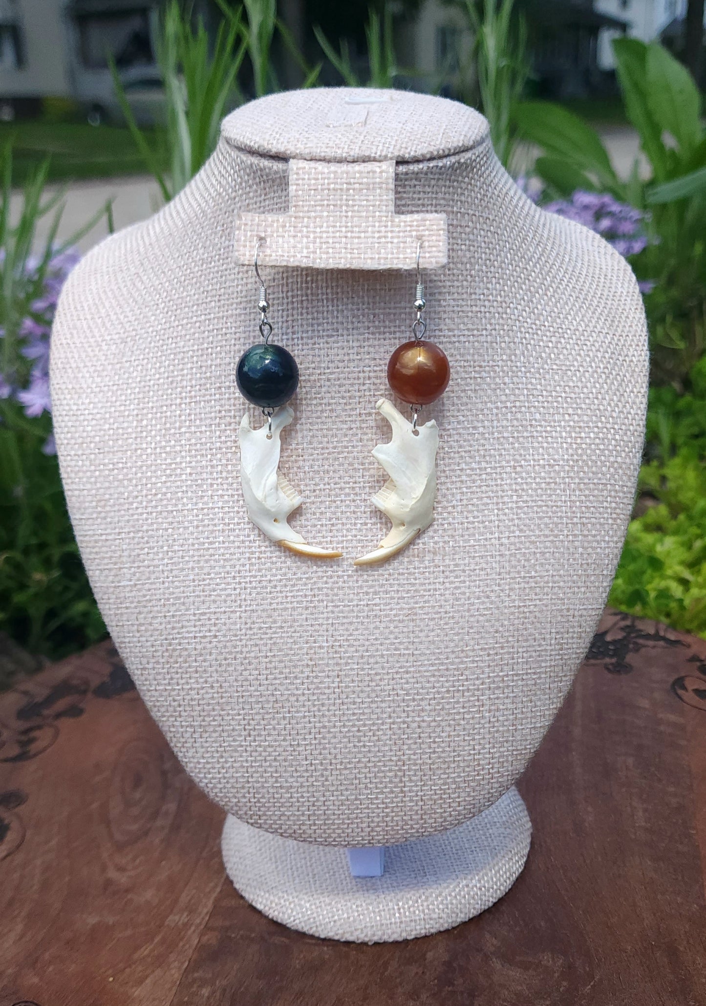 "Night and Day" Muskrat Jaw Earrings