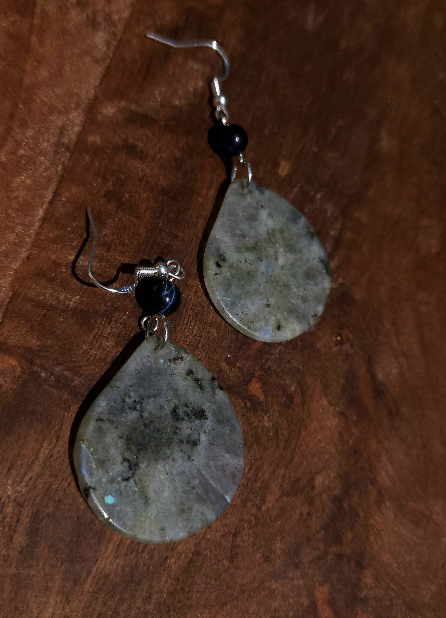 Upcycled Labradorite and Blue Tiger's Eye Earrings