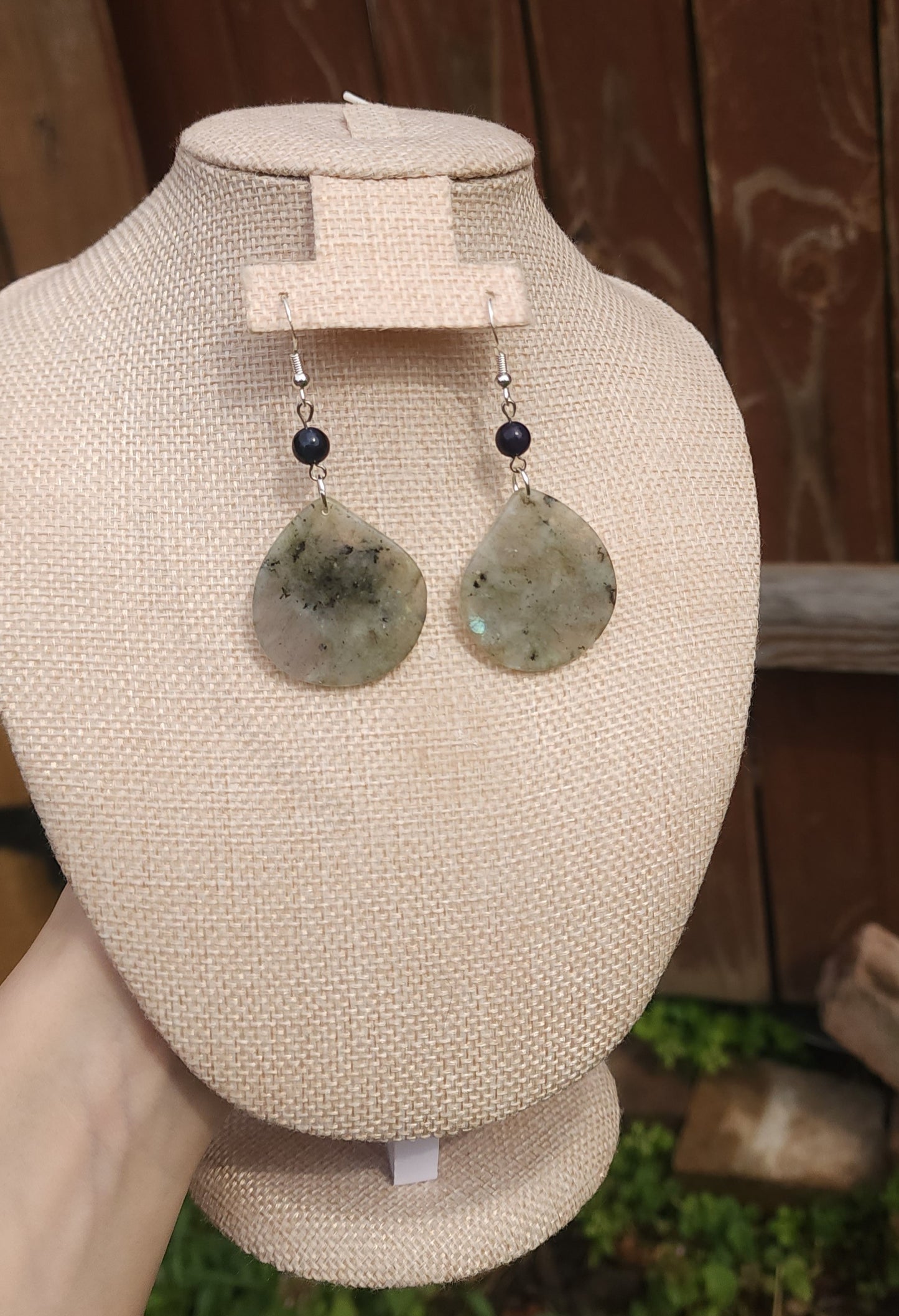 Upcycled Labradorite and Blue Tiger's Eye Earrings