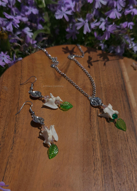 Flower Mink Necklace & Earring Set