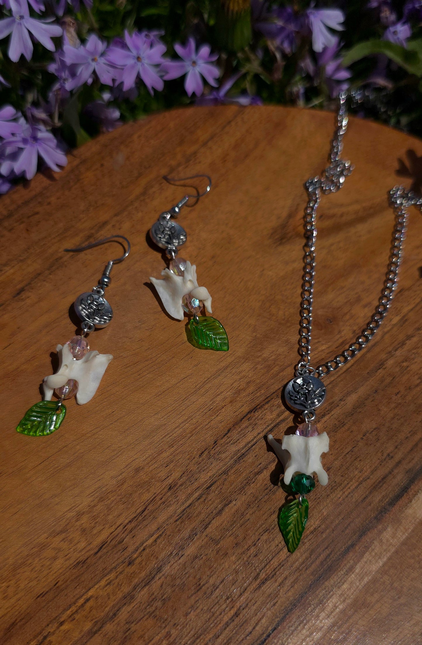 Flower Mink Necklace & Earring Set