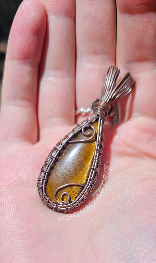 Tigers Eye Oxidized Copper Pendant